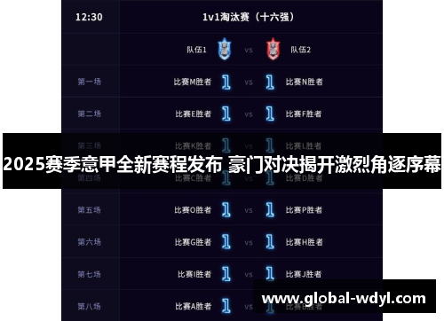 2025赛季意甲全新赛程发布 豪门对决揭开激烈角逐序幕
