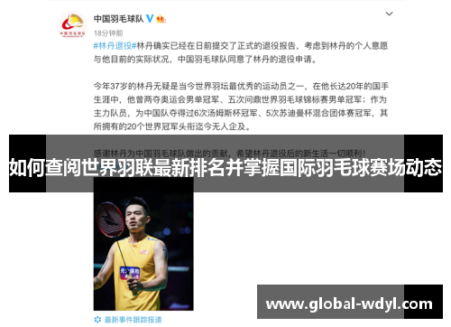 如何查阅世界羽联最新排名并掌握国际羽毛球赛场动态